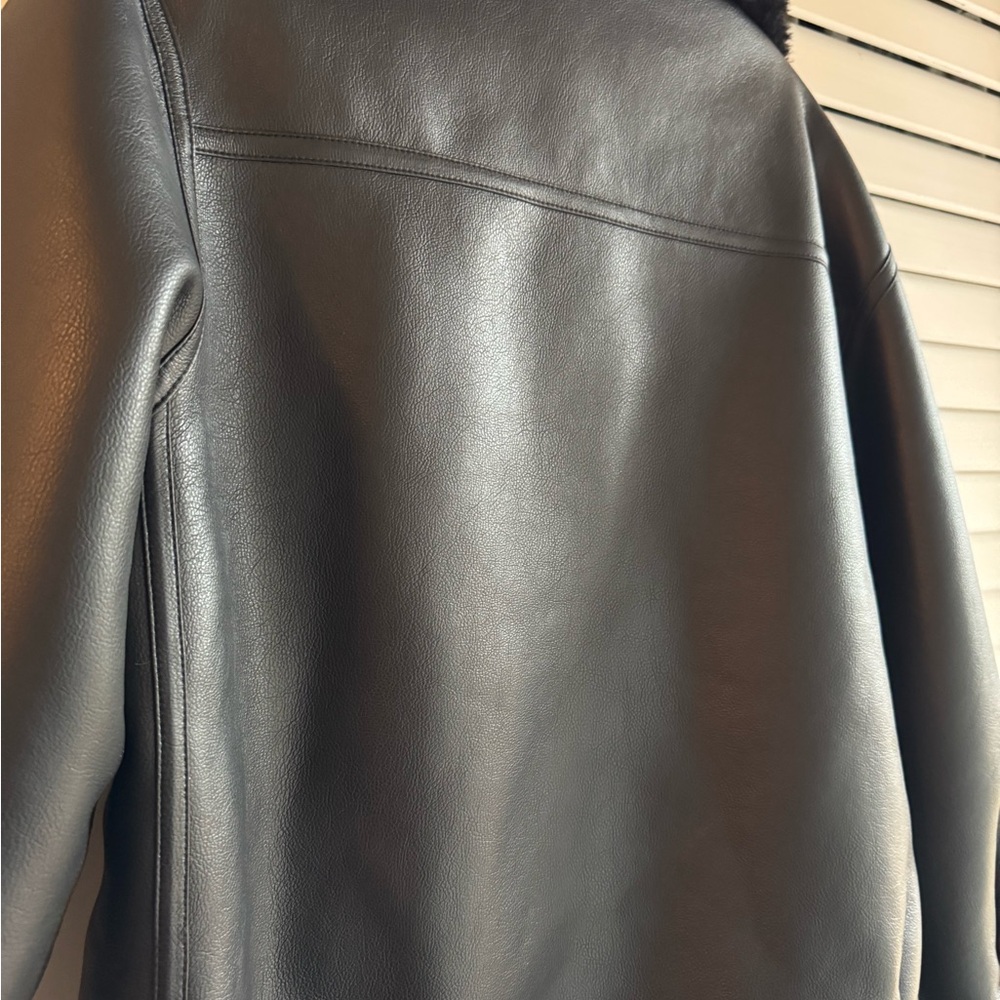 Mango Biker Jacket Shearling Effect Lining - image 2